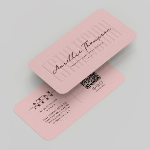 Modern Beautician Aesthetician Monogram Pink Business Card