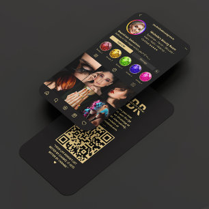 Modern Beautician Esthetician Black Gold Instagram Business Card