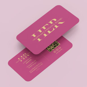Modern Beautician Monogram Aesthetician Pink Business Card