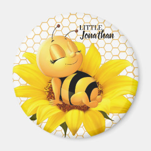 Modern Beautiful Baby Bee Sunflower Magnet