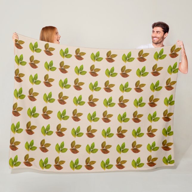 Modern Beautiful Bay Leaves Fleece Blanket (In Situ)