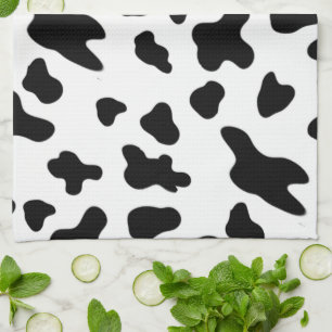 Modern Beautiful Black and White Cow Pattern Tea Towel