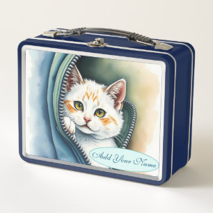 Modern Beautiful Cute Watercolor Cat Collection Metal Lunch Box