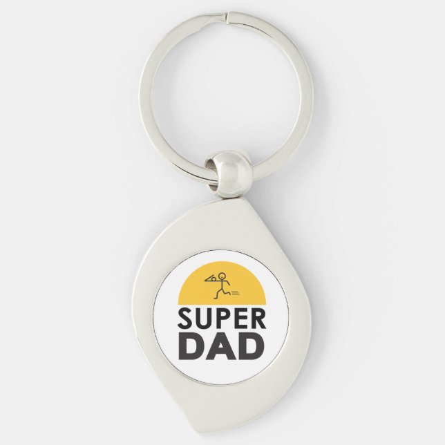 Modern Beautiful Design "SUPER DAD" Key Ring (Front)