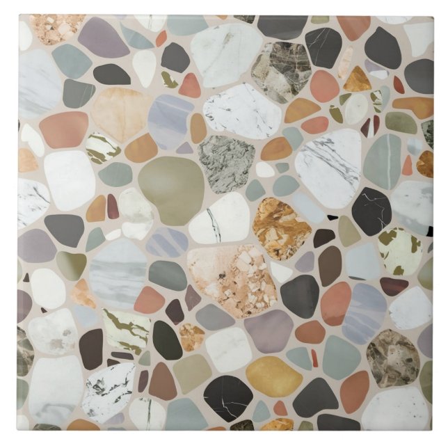 Modern beautiful natural rock terrazzo Pattern Ceramic Tile (Front)