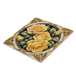 Modern Beautiful Yellow Rose Collection Ceramic Tile