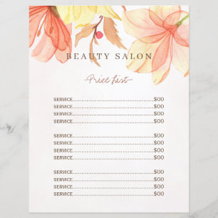Modern beauty hair salon elegant price list flyer