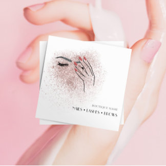 Modern Beauty Logo Nails Eyelashes Brows  Square Business Card