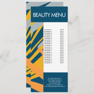 Modern Beauty Makeup Tropical Pattern Menu