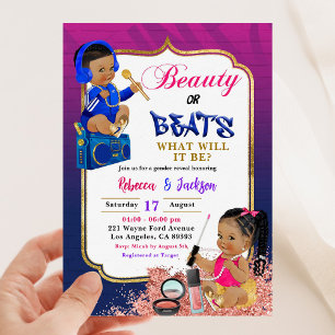 Modern Beauty or Beats Gender Reveal Invitation