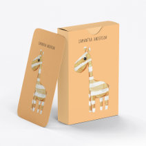 Modern Beauty Orange Giraffe With Name Playing Cards