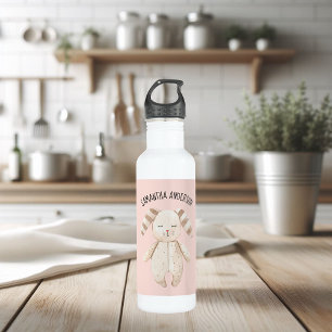 Modern Beauty Pastel Pink Bunny With Name 710 Ml Water Bottle