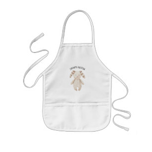 Modern Beauty Pastel Pink Bunny With Name Kids Apron
