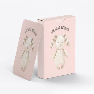 Modern Beauty Pastel Pink Bunny With Name Playing Cards