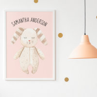 Modern Beauty Pastel Pink Bunny With Name