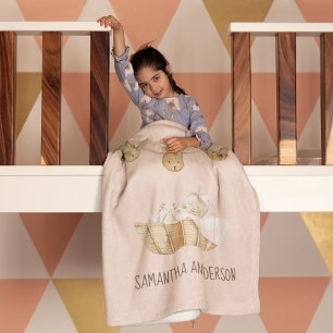 Modern Beauty Pastel Pink Kid Name Fleece Blanket