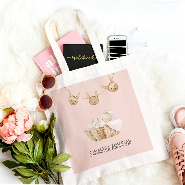 Modern Beauty Pastel Pink Kid Name Tote Bag (Creator Uploaded)