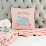 Modern Beauty Pastel Pink Sheep And Kid Name Cushion<br><div class="desc">Modern Beauty Pastel Pink Sheep And Kid Name</div>