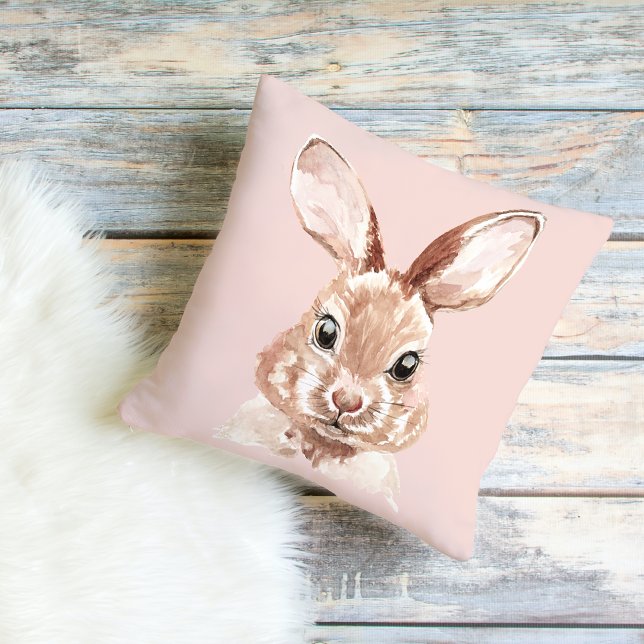 Modern Beauty Pastel Pink Watercolor Bunny Lovely Cushion (Creator Uploaded)