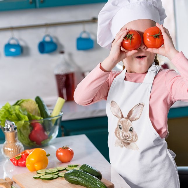 Modern Beauty Pastel Pink Watercolor Bunny Lovely Kids Apron (Creator Uploaded)