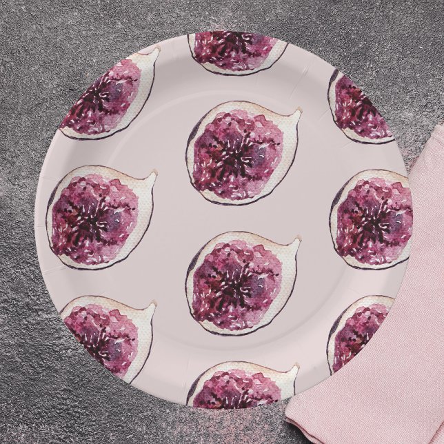 Modern Beauty Pastel Purple Figs Pattern Paper Plate (Creator Uploaded)