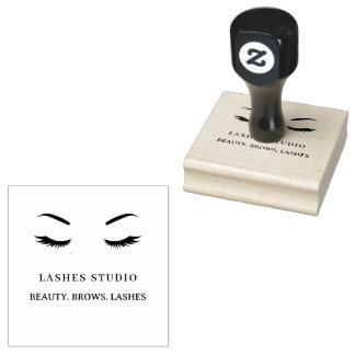 Modern Beauty Salon Lashes Brow Logo Business Rubber Stamp