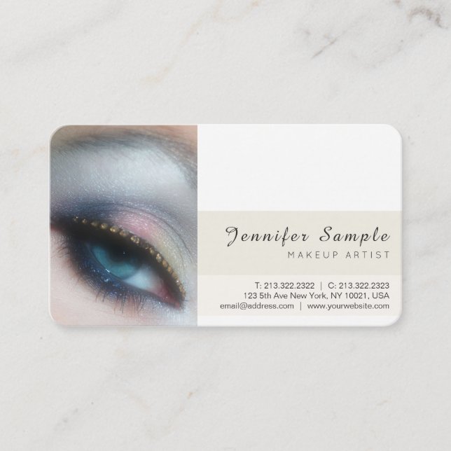 Modern Beauty Salon Makeup Artist Premium Silk Business Card (Front)