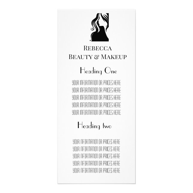 Modern Beauty Salon Pricing or Service Rack Card (Front)
