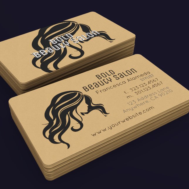 Modern Beauty Salon Stylist Kraft Paper Minimalist Business Card (Creator Uploaded)