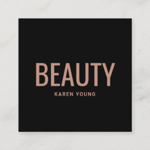 Modern beauty salon trendy rose gold chic makeup square business card