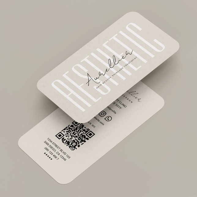 Modern Beauty Stylist Aesthetic Sand Beige Business Card (Modern Beauty Stylist Aesthetic Sand Beige Business Card
)