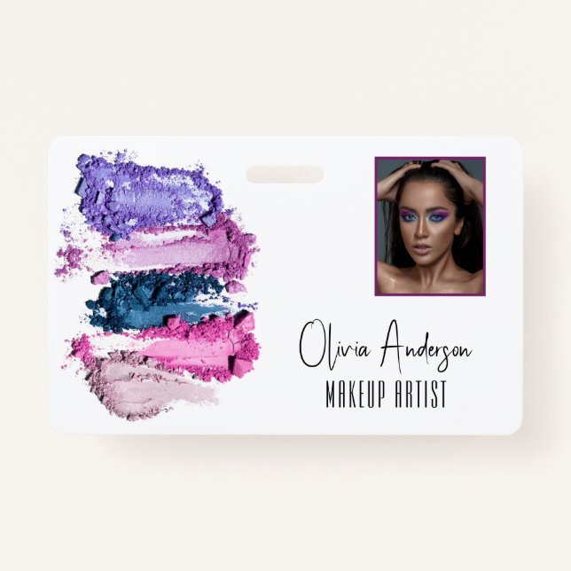 Modern Beauty Swatch Makeup Artist Picture ID ID Badge (Front)
