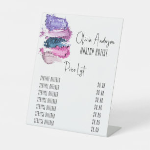 Modern Beauty Swatch Makeup Artist Price List Pedestal Sign