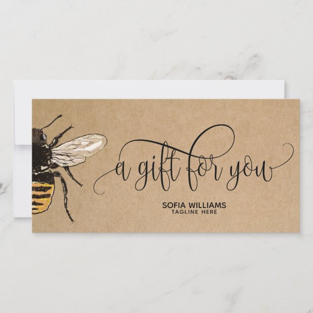 Modern Bee Honeybee Honey Gift Card (Front)