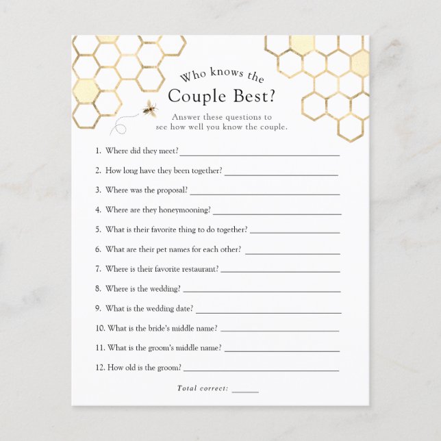 Modern Bee Who Knows the Couple Best Game (Front)