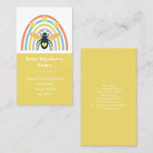 Modern Beekeper Apiary Organic Honey Retro Rainbow Business Card