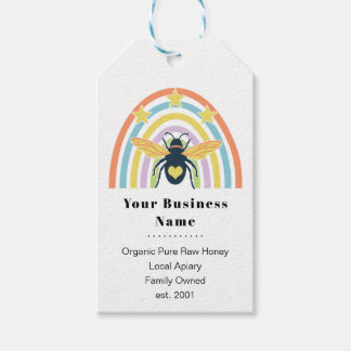 Modern Beekeper Apiary Organic Honey Retro Rainbow Gift Tags