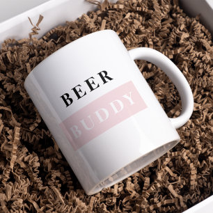Modern Beer Buddy Black & Pink Funny Quote Mug