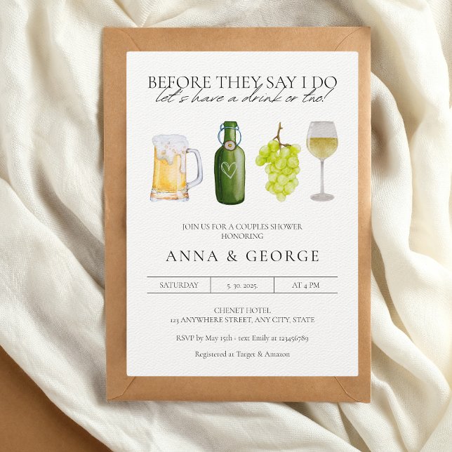Modern Beer Wine Brewery Couples Shower Invitation (Love is brewing, couples shower beer wine invitation)