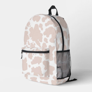 Modern Beige and White Cow Skin Print Printed Backpack