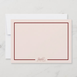 Modern Beige and Wine Monogram Card