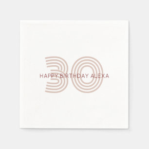 Modern Beige and Wine Monogram Napkin