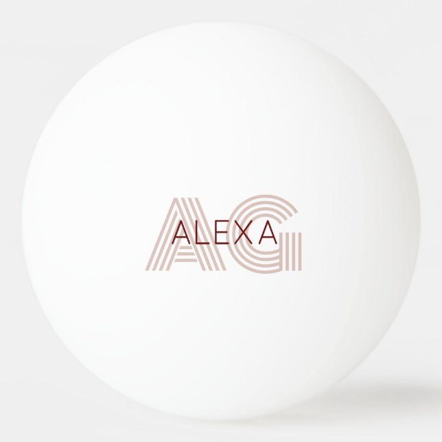 Modern Beige and Wine Monogram Ping Pong Ball (Front)