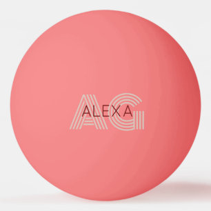 Modern Beige and Wine Monogram Ping Pong Ball