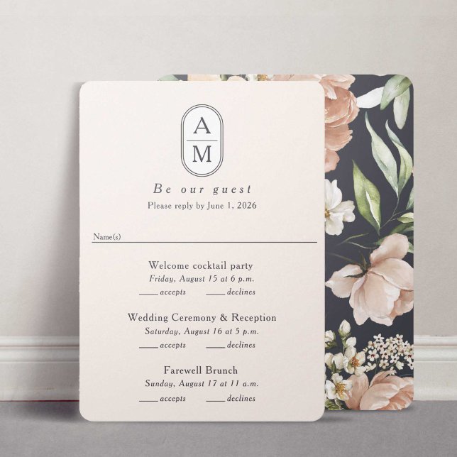Modern beige arch initials Multi Events RSVP cards (Creator Uploaded)