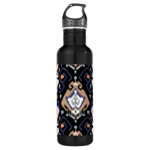 Modern beige black ikat tribal pattern 710 ml water bottle