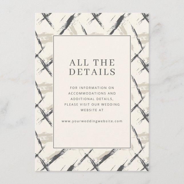 Modern Beige Brushstroke Details Enclosure Card (Front)