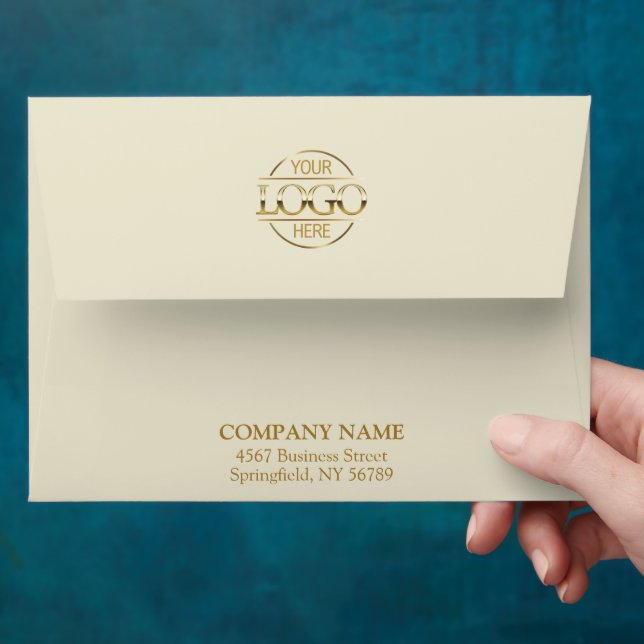 Modern Beige Business Custom Logo Professional  Envelope (Hand)
