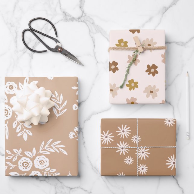 Modern Beige Christmas Wrapping Paper (Front)