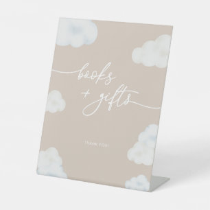 Modern Beige Cloud Baby Shower Diaper Raffle Sign